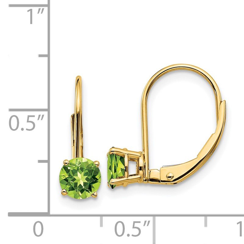 14k 5mm Round Peridot Leverback Earrings
