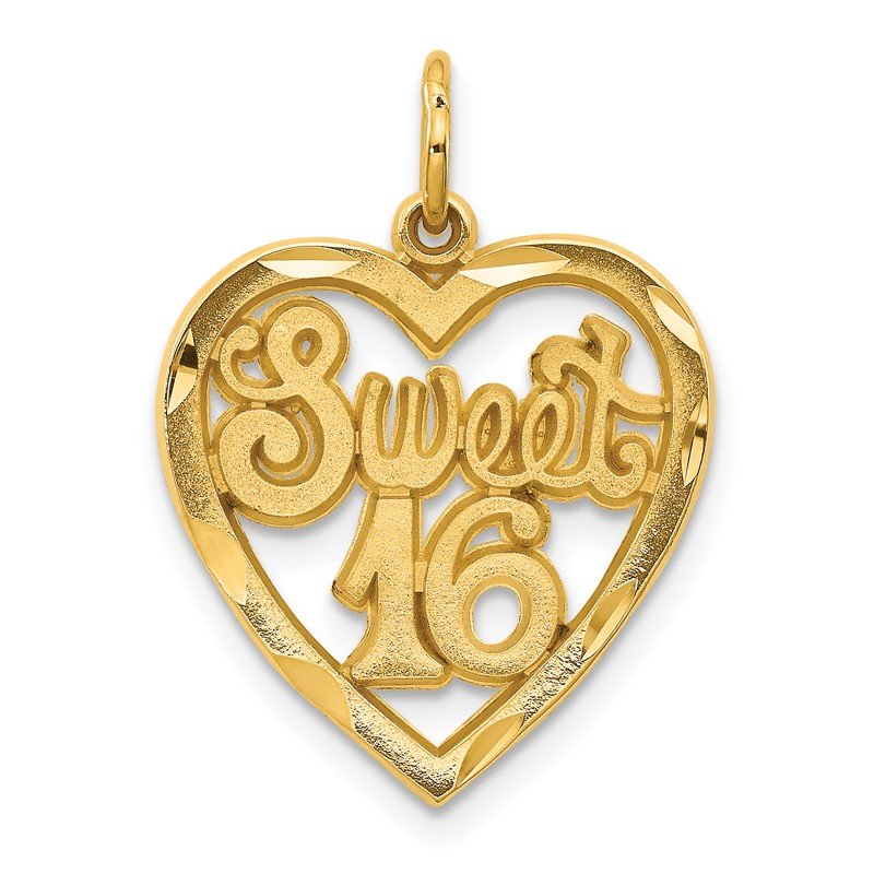 14k SWEET 16 in Heart Charm