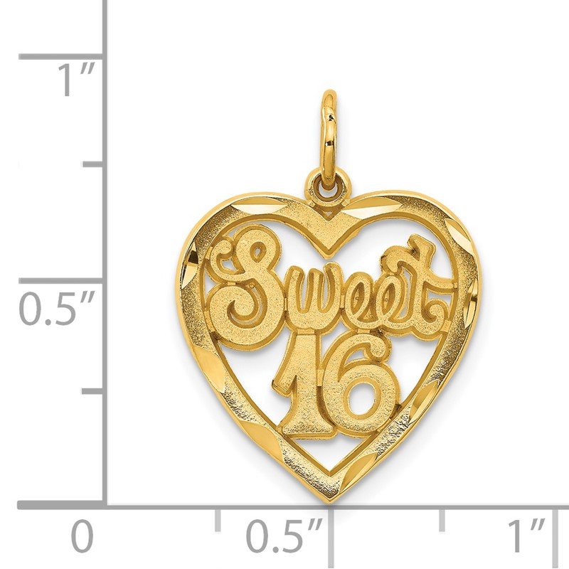 14k SWEET 16 in Heart Charm