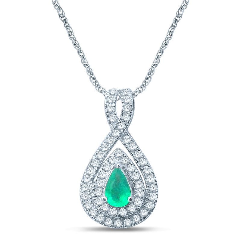 14K Diamond  Emerald  Pendant