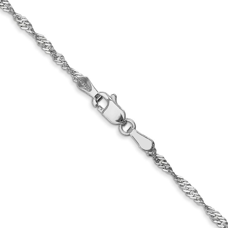 14K White Gold 10 inch 1.7mm Singapore with Lobster Clasp Anklet
