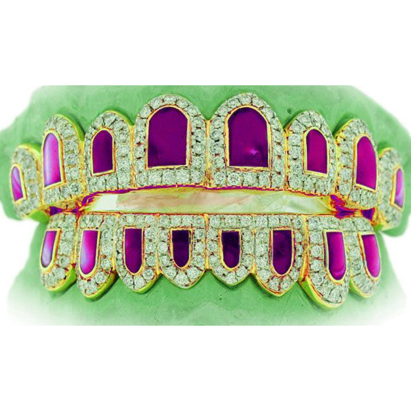 Custom Diamond &amp; Enamel Gold Grill