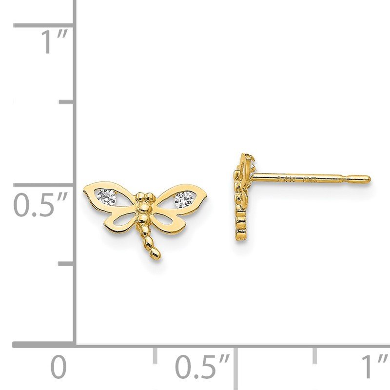 14k Madi K CZ Children's Dragonfly Post Earrings