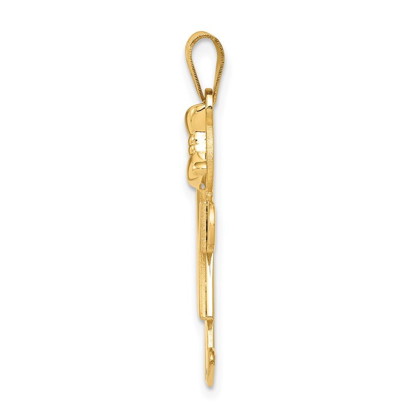 14k The Kids Solid Engravable Medium Girl with Bow on Right Kiss Charm