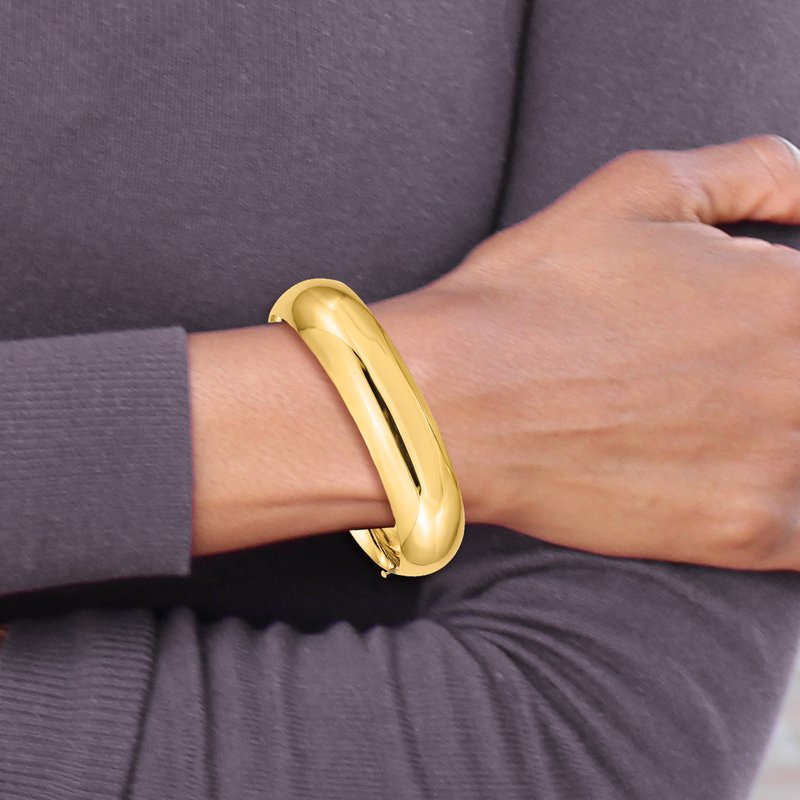 14k 11/16 High Polished 17.00mm Hinged Oval Bangle Bracelet