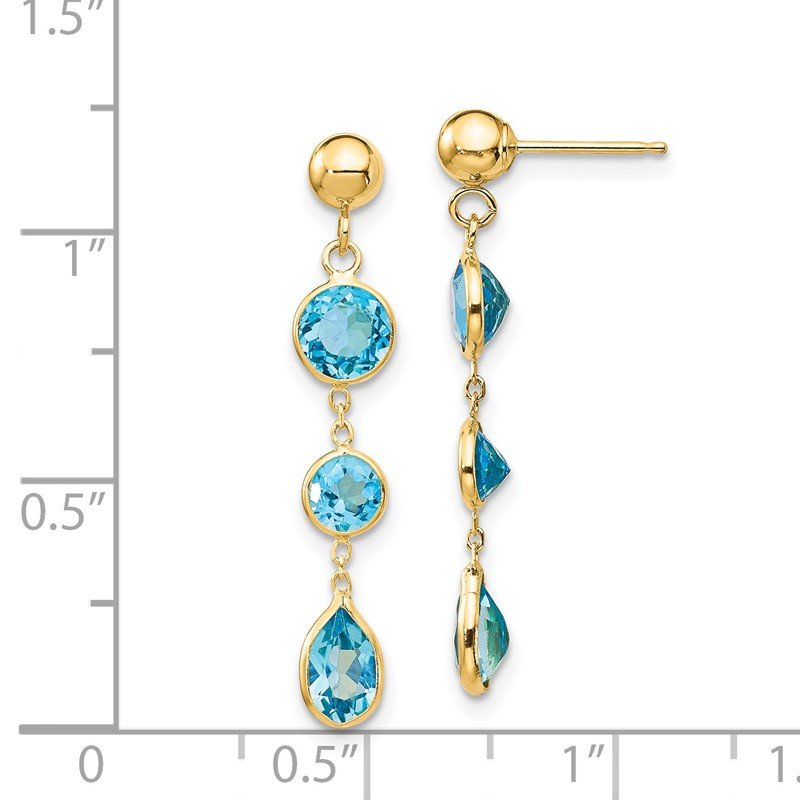 14k Blue Topaz Dangle Post Earrings