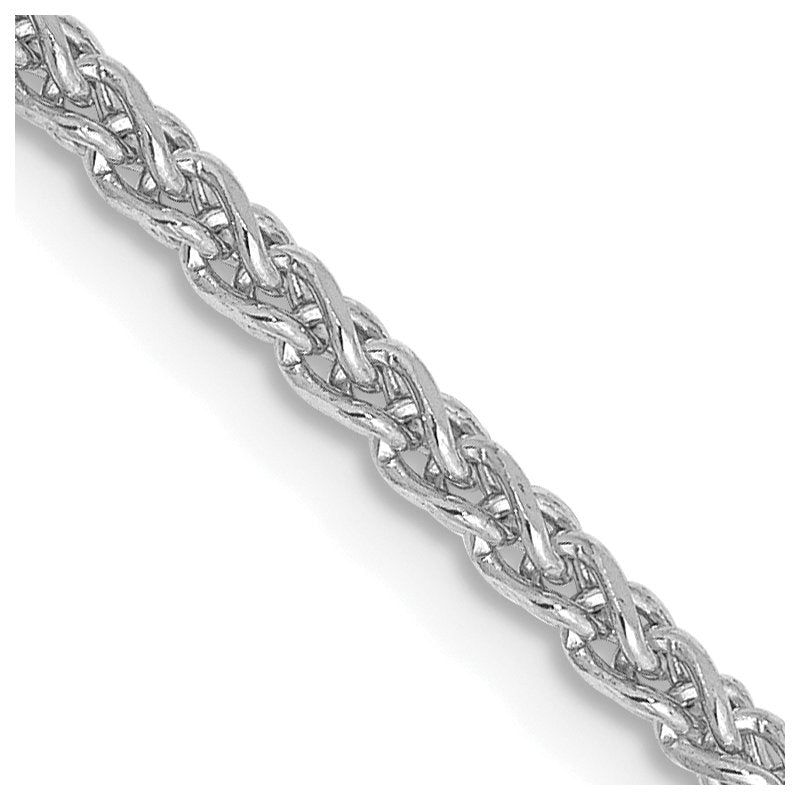 14K White Gold 16 inch 2.1mm Diamond-cut Spiga with Lobster Clasp Chain