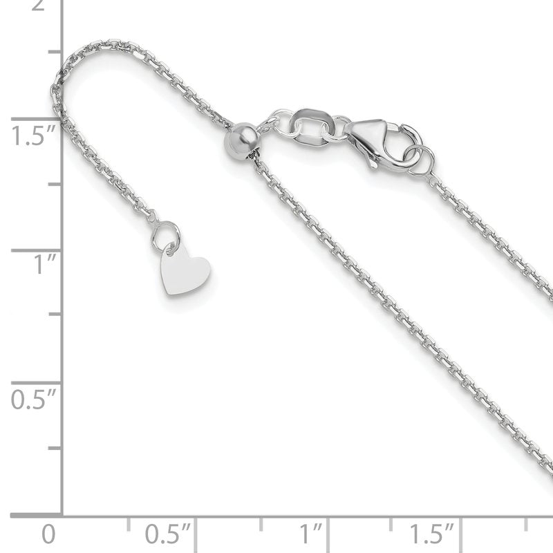 14K White Gold Adjustable  1.25mm D/C Cable Chain