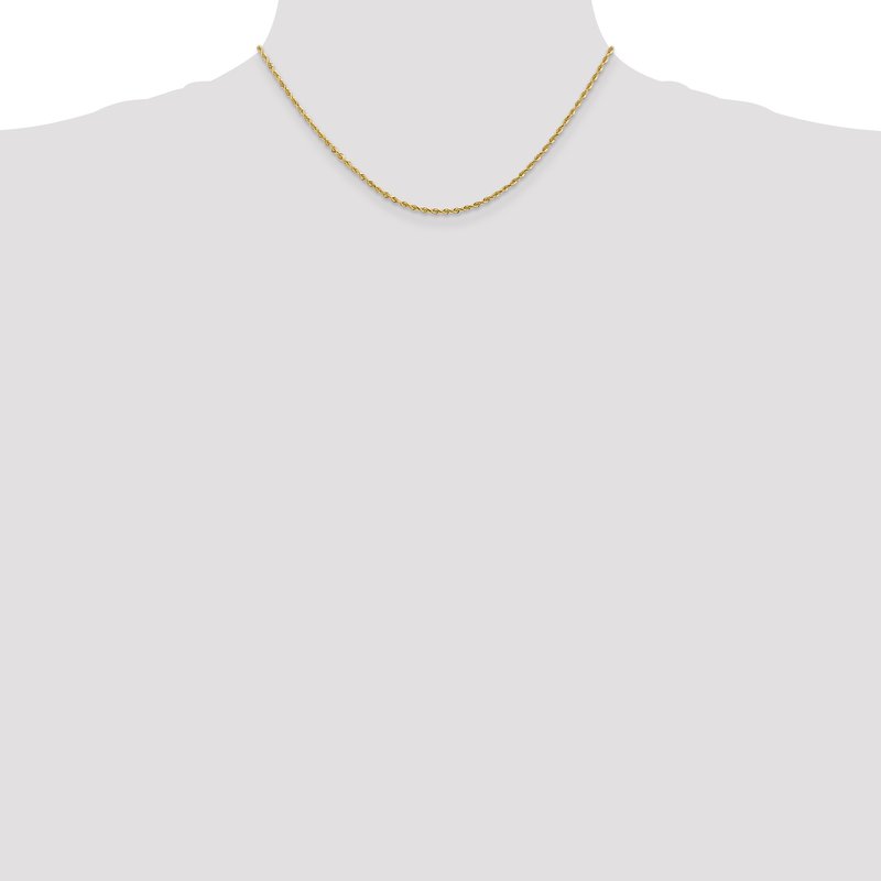 14K 10 Inch 2mm Diamond-cut Quadruple Rope Lobster Clasp Anklet