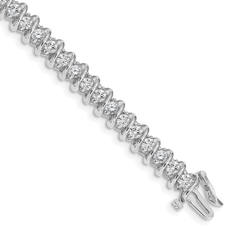 14k White Gold Complete 3.72 carat Round A Diamond Fancy Spiral 7 inch Tennis Bracelet