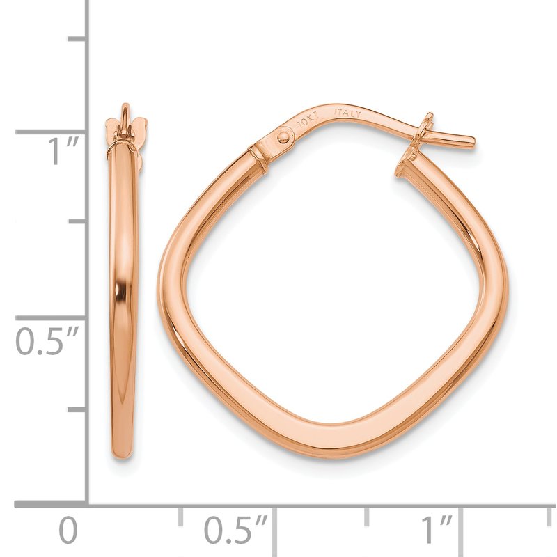 10K Rose Gold Polished Square Hoop Earrings