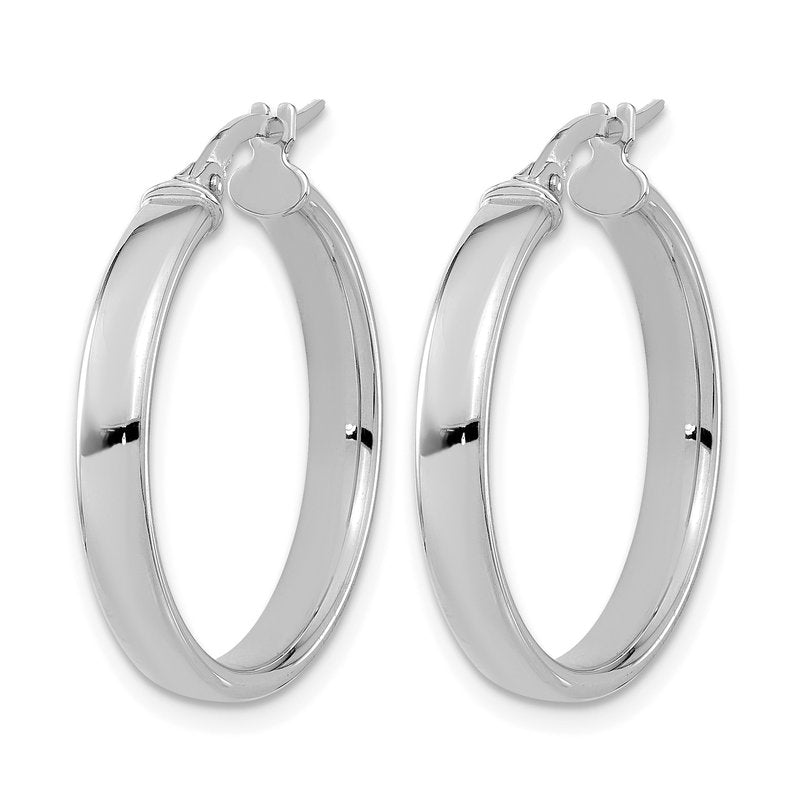 14K White Gold Polished Hoop Earrings