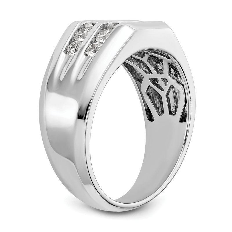 14K White Gold Men's 1/2 carat Lab Grown Diamond VS+ F+ Complete Double Channel Band