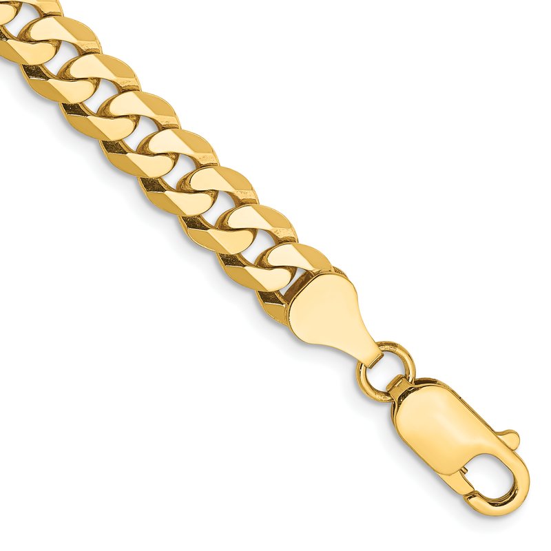 14K 26 inch 6.25mm Flat Beveled Curb with Lobster Clasp Chain