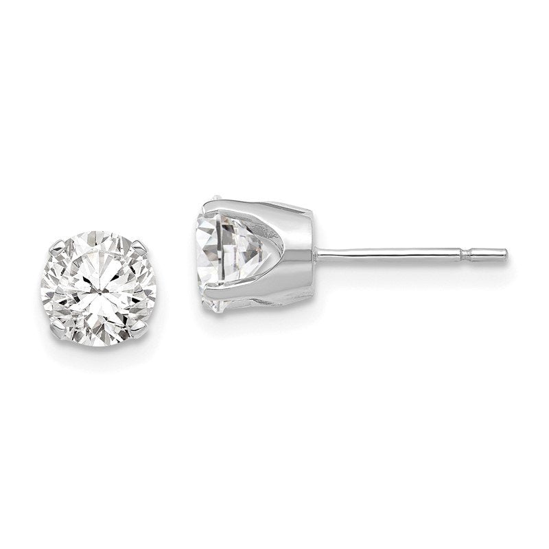 14k White Gold 5.75mm Round CZ Stud Earrings