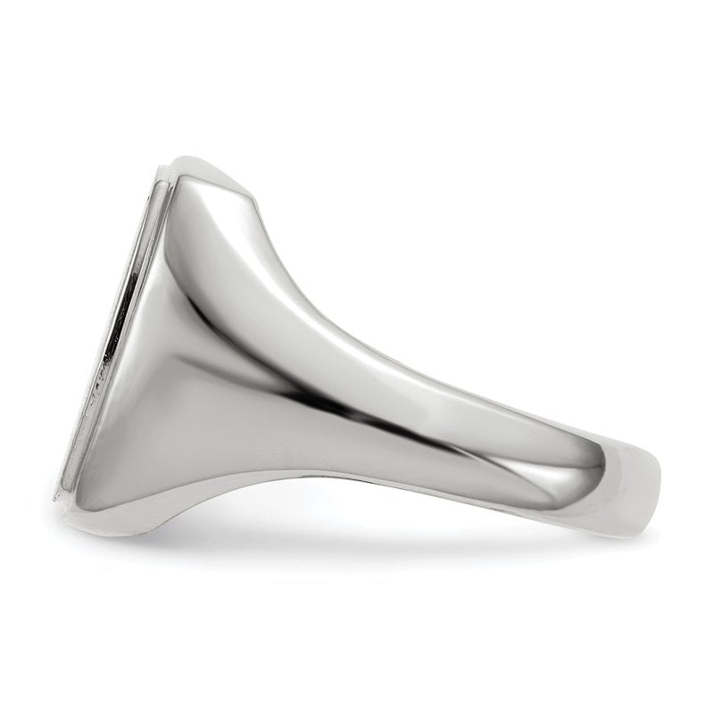 14k White Gold 13.0x15.0mm Closed Back Mens Signet Ring