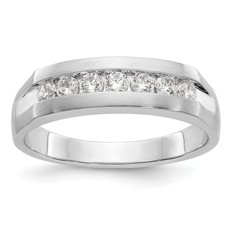 14K White Gold Men's 1/2 carat Lab Grown Diamond VS+ F+ Complete Channel Band