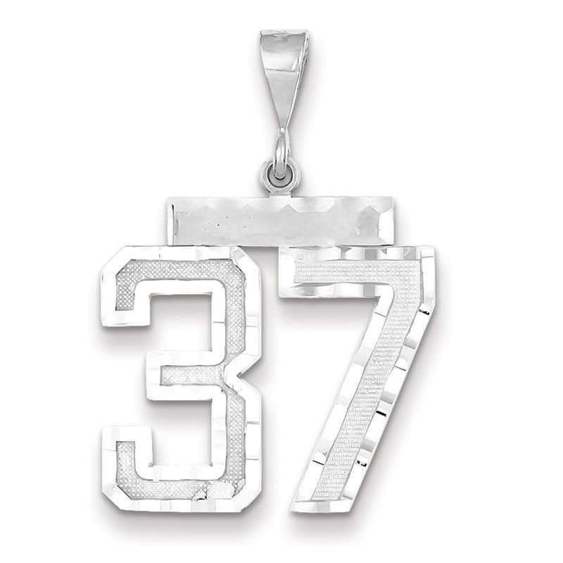 14kw Large Brushed Diamond-cut Number 37 Charm
