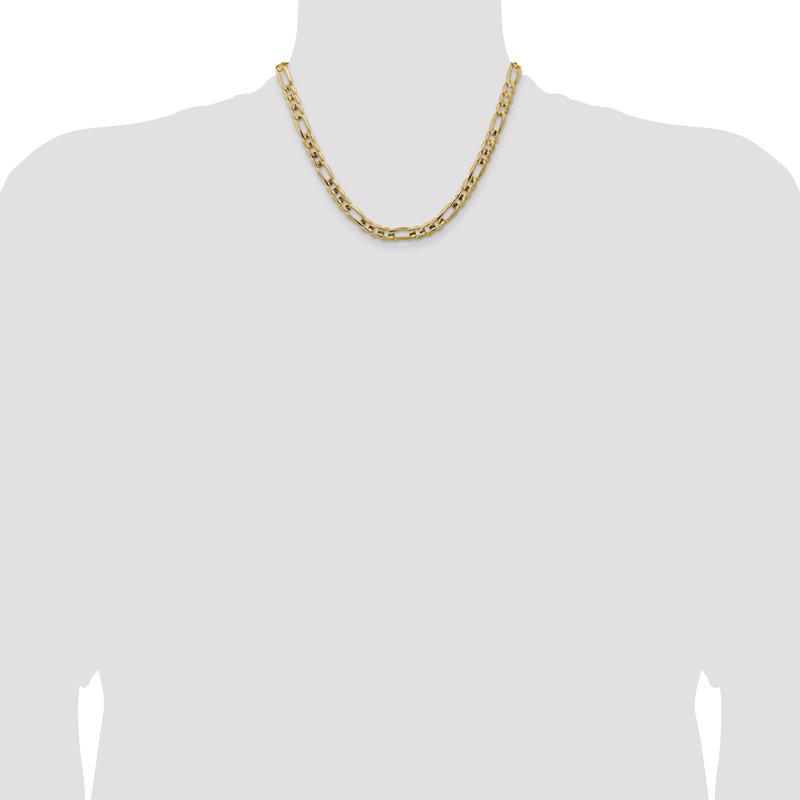 14K 26 inch 7.5mm Concave Open Figaro with Lobster Clasp Chain