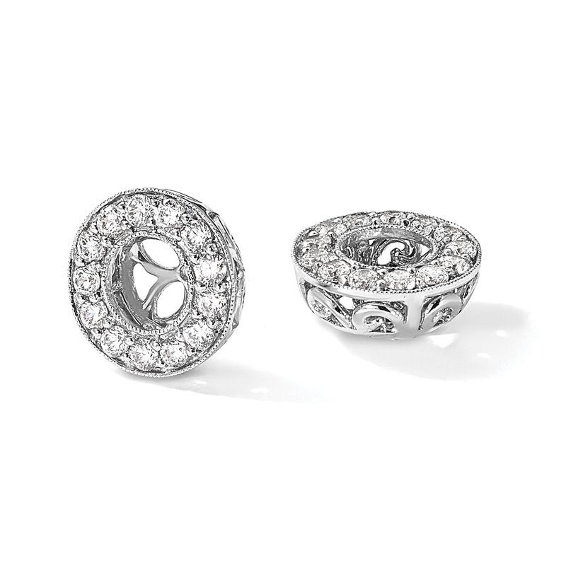 14K White Gold 1 carat Lab Grown Diamond VS+ F+ for 6-6.5mm Studs Complete Earring Jackets