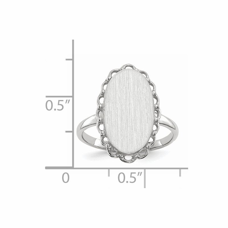 14k White Gold 10.5x14.0mm Open Back Signet Ring