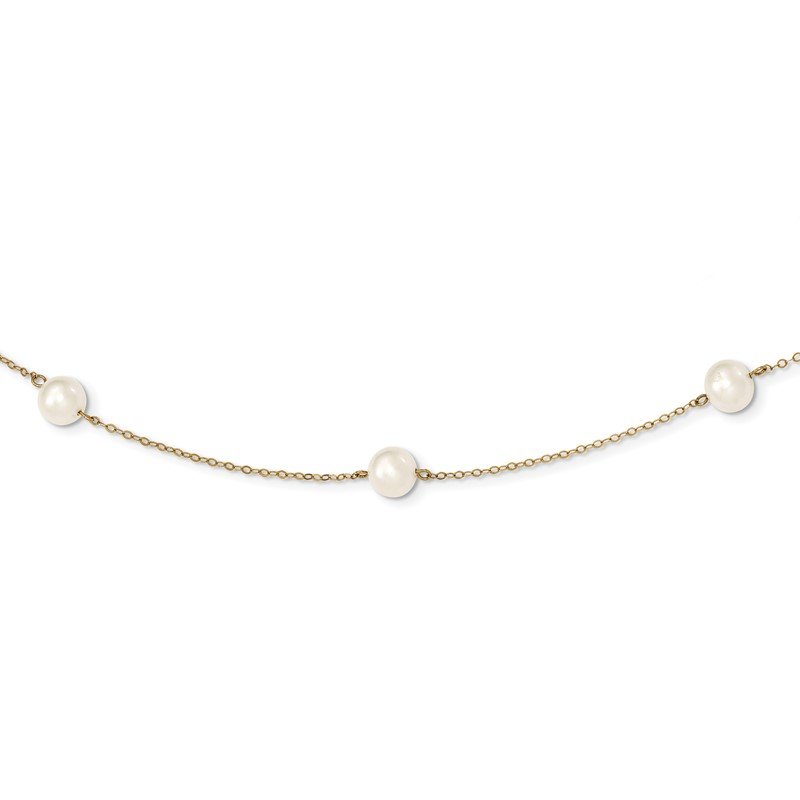 14k 5-6mm White Near-Round Freshwater Cultured Pearl 7-Station 16 inch Necklace