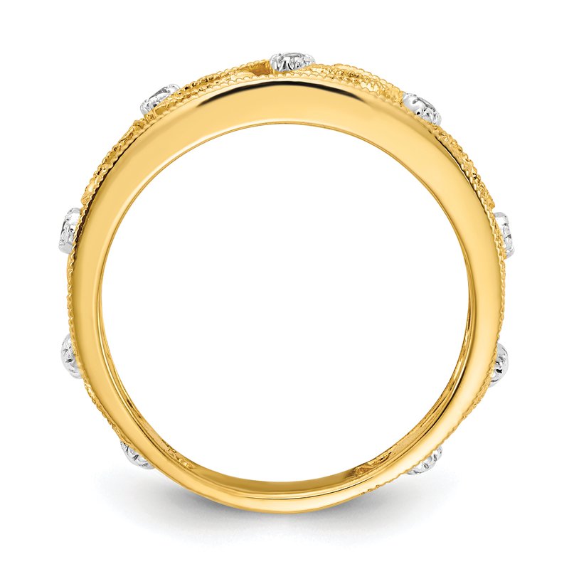 14k White Gold Flower Vine Design Diamond Ring