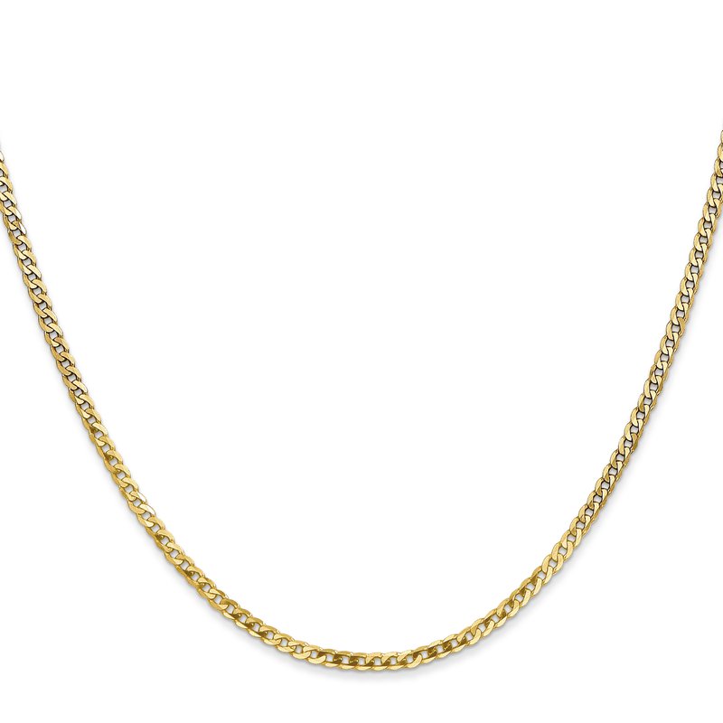 14K 10 inch 2.2mm Flat Beveled Curb with Lobster Clasp Anket