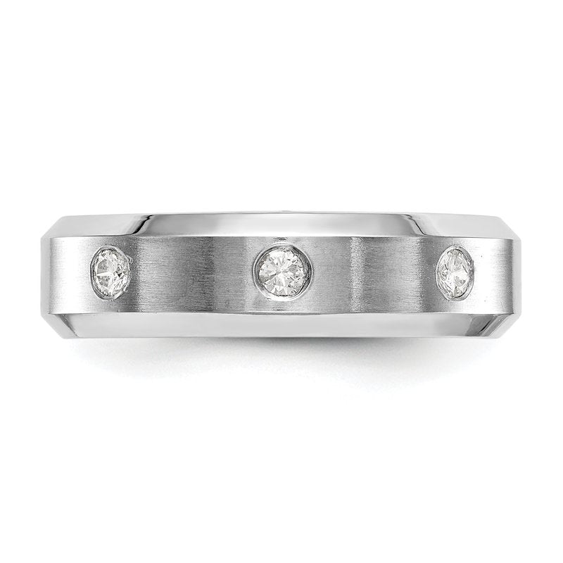 14K White Gold Men's 1/6 carat Lab Grown Diamond VS+ F+ Complete Band