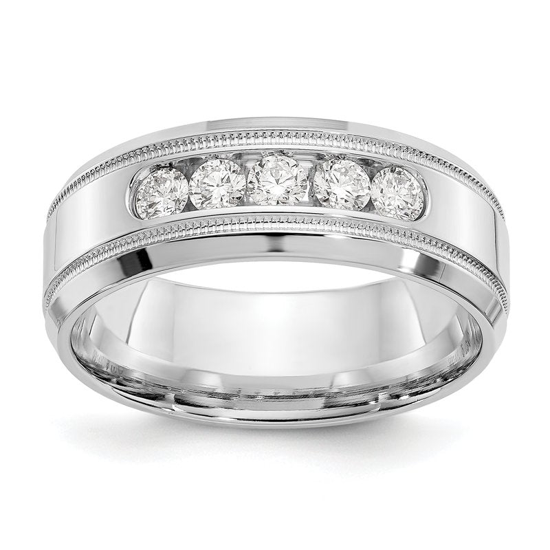 14K White Gold 1/2 carat Lab Grown Diamond VS+ F+ Size 10 Complete Bevel Miligrain Band