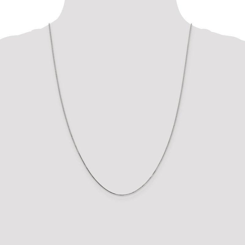 14K White Gold .8mm Box with Spring Ring Clasp Chain
