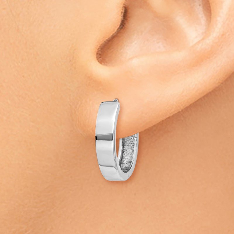 14k White Gold Round Hinged Earrings