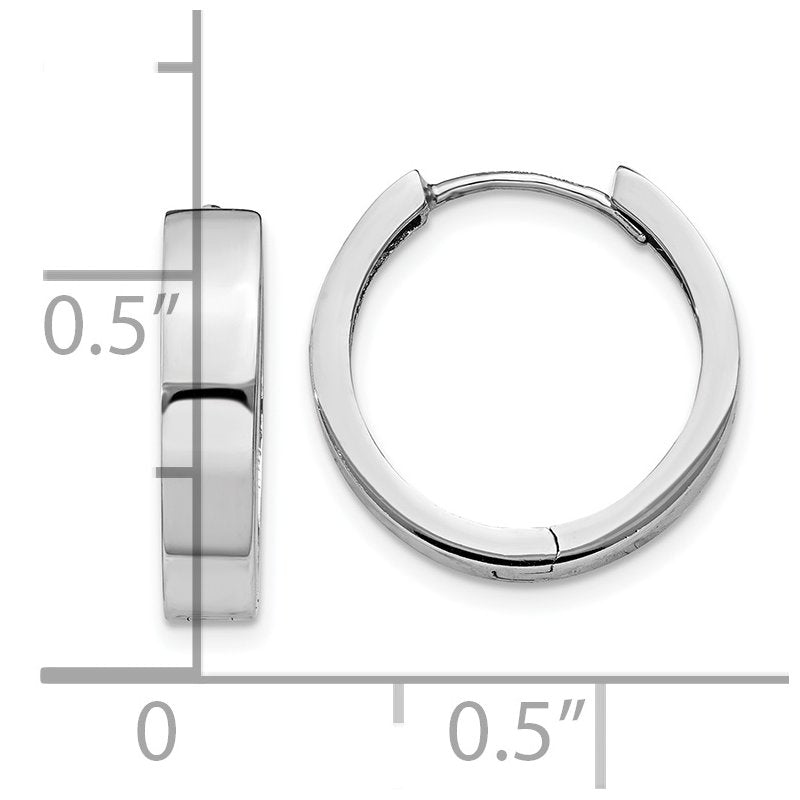 14k White Gold Round Hinged Earrings