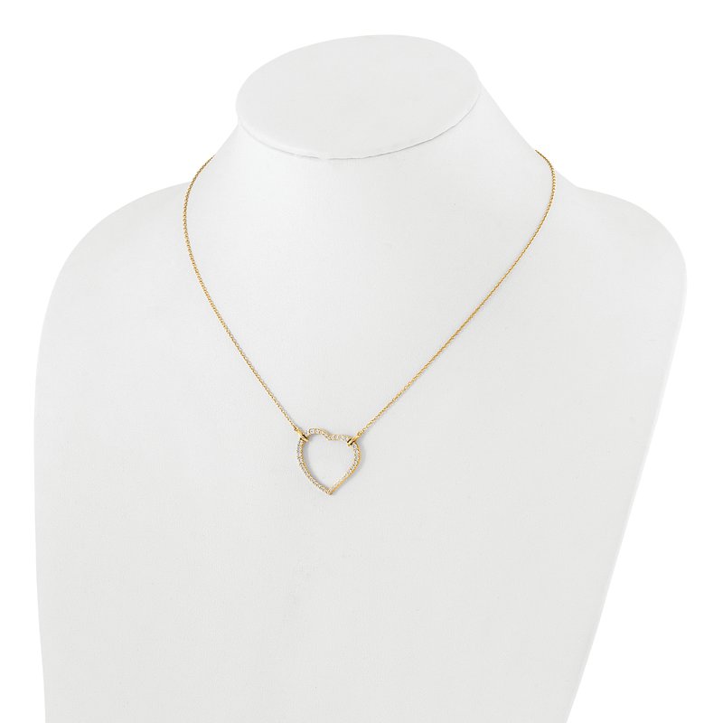14k Rose Gold Polished 1/5 carat Diamond Heart 18 inch Necklace