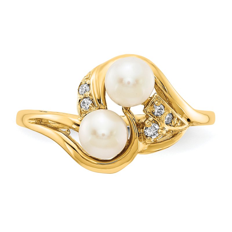 14k 4.5mm FW Cultured Pearl A Diamond ring