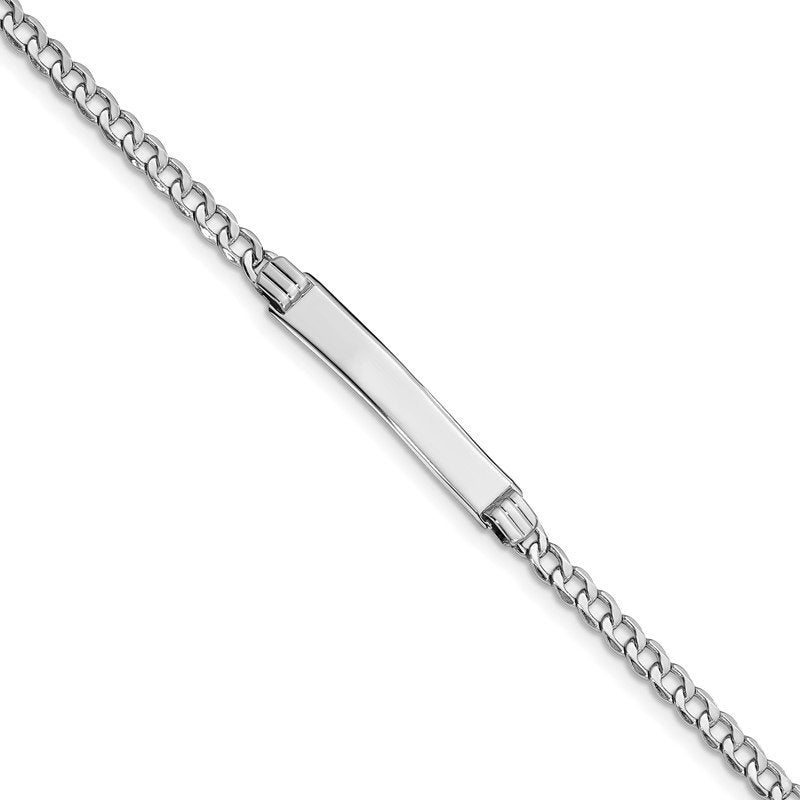 14k White Gold Polished Semi-Solid Chain/Solid Plate Cuban Link 26x5mm Plate 7 inch ID Bracelet