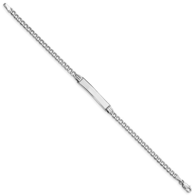 14k White Gold Polished Semi-Solid Chain/Solid Plate Cuban Link 26x5mm Plate 7 inch ID Bracelet