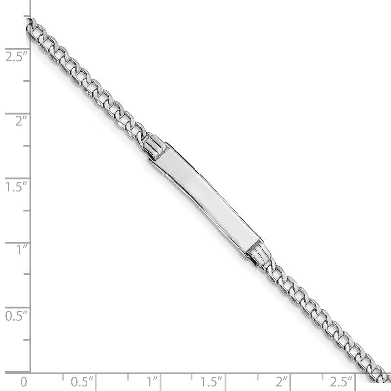 14k White Gold Polished Semi-Solid Chain/Solid Plate Cuban Link 26x5mm Plate 7 inch ID Bracelet