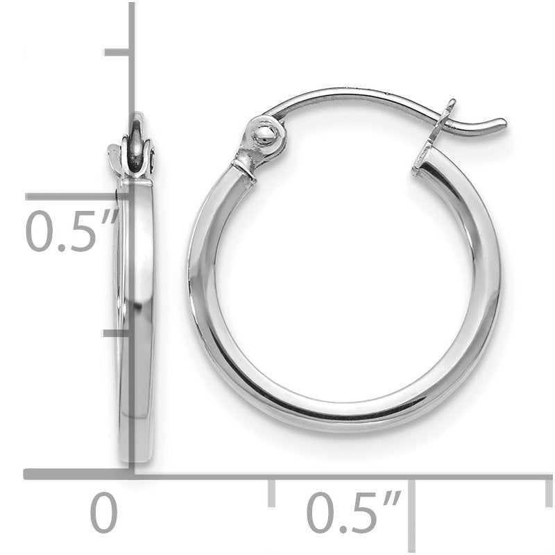 14K White Gold Polished Hoop Earrings