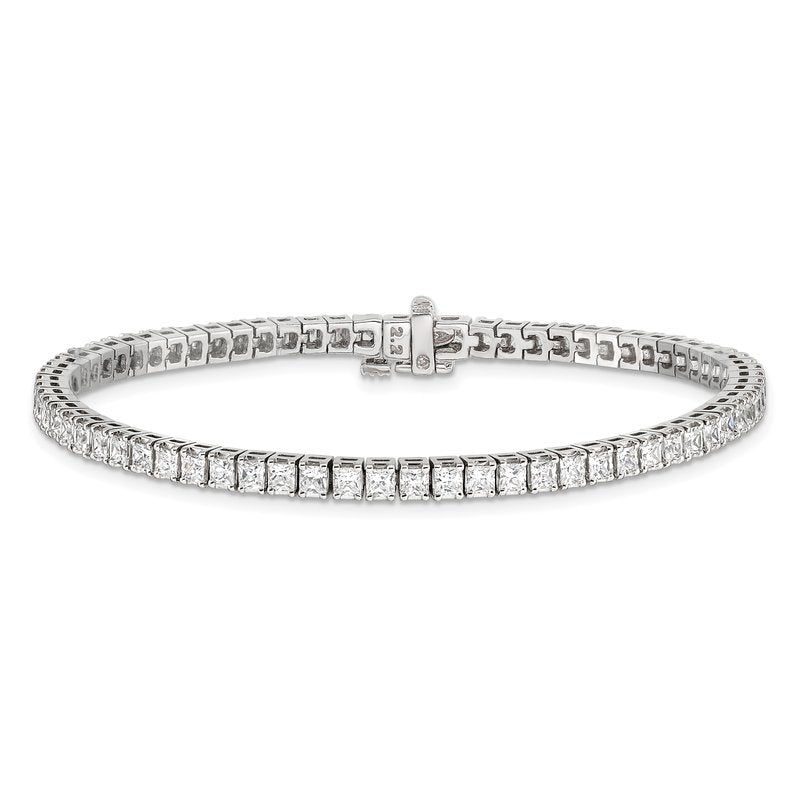 14k White Gold Complete 5 carat Princess AA Diamond 4-prong 7 inch Tennis Bracelet