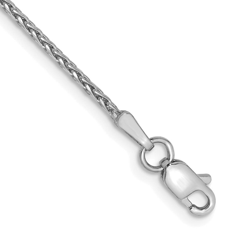 14K White Gold 10 inch 1.5mm Diamond-cut Parisian Wheat with Lobster Clasp Anklet