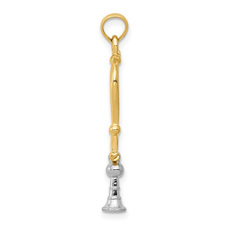 14k Two-Tone 3-D Stethoscope Pendant