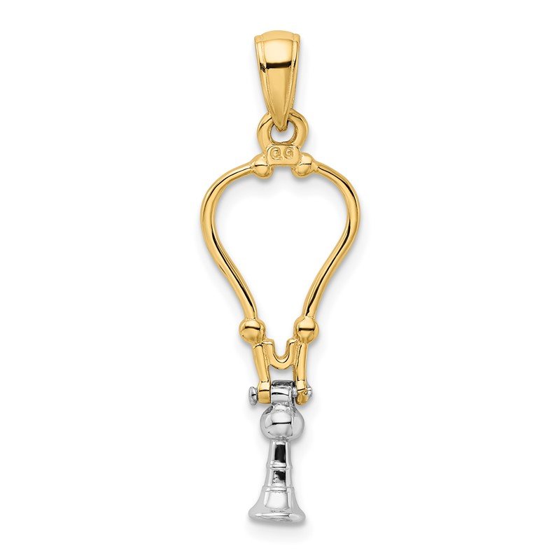 14k Two-Tone 3-D Stethoscope Pendant