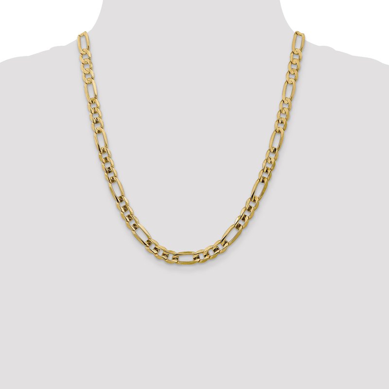 14K 26 inch 7.5mm Concave Open Figaro with Lobster Clasp Chain