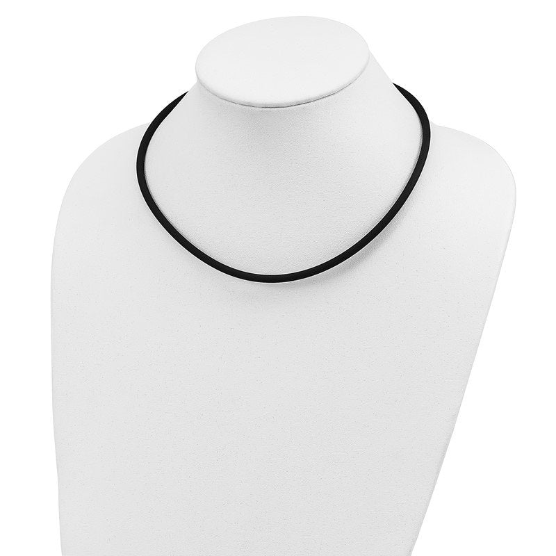 14k Yellow Clasp 4mm 16 inch Black Rubber Cord Necklace