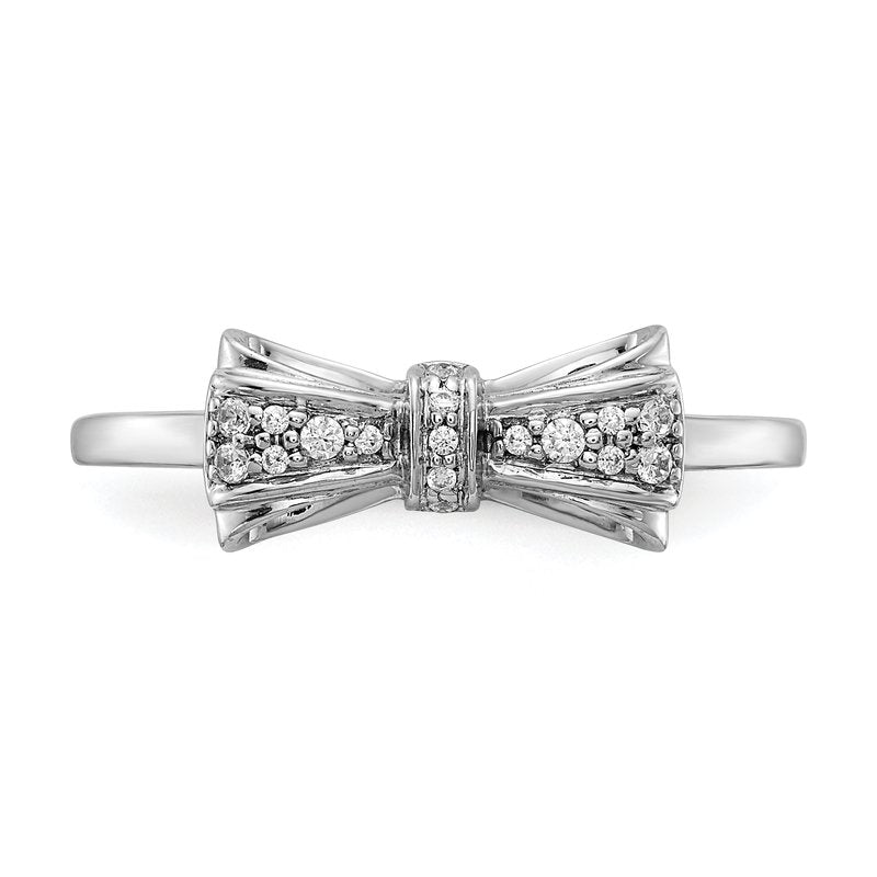14k White Gold Diamond Bow Ring