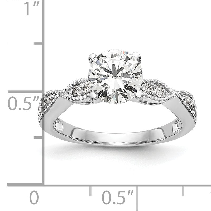 14K White Gold 1/6 carat Lab Grown Diamond VS+ F+ Semi-Mount Round Engagement Ring