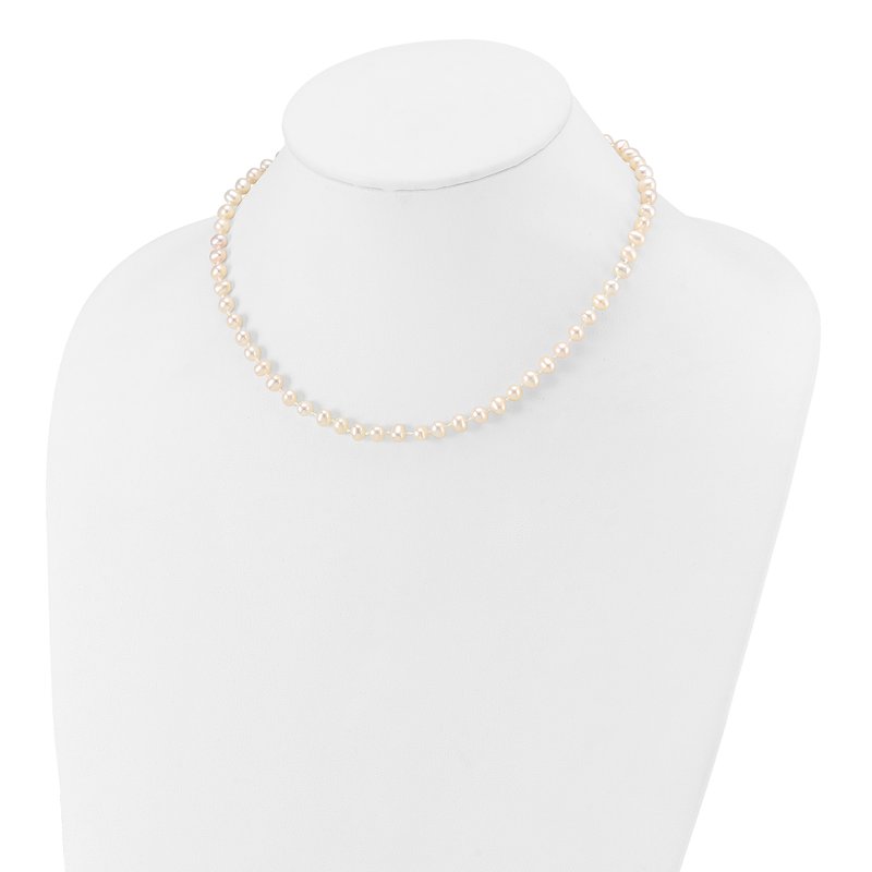 14k 4-5mm White Semi-Round Freshwater Cultured Pearl 12 inch Necklace