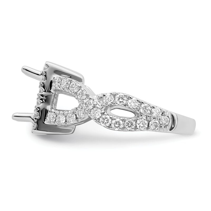 14K White Gold 1/2 carat Lab Grown Diamond VS/SI  D E F  Semi Mount Princess Halo Engagement Ring