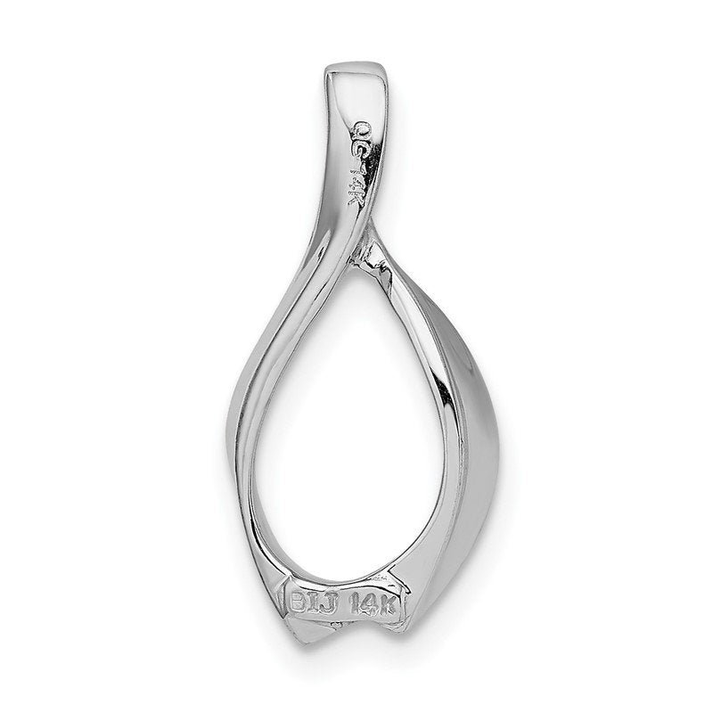 14k White Gold Polished Slide Fits up to 2mm Regular/4mm Fancy or Reversible Omega